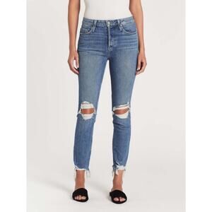 PAIGE Hoxton Ankle Peg High-Rise Distressed Jeans Size 25